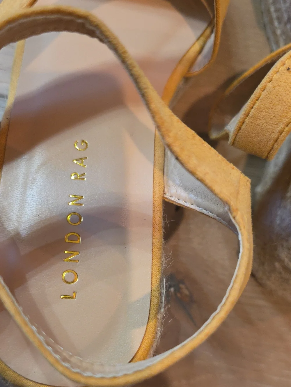 London Rag Women's Yellow Suede Open-Toe Sandals with Buckle.